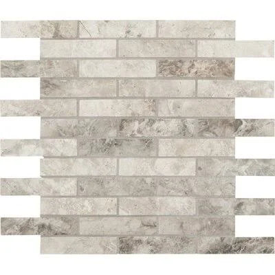 Tundra Polished 1x22 x 4x22 Marble Mosaic Tile in Gray MSI