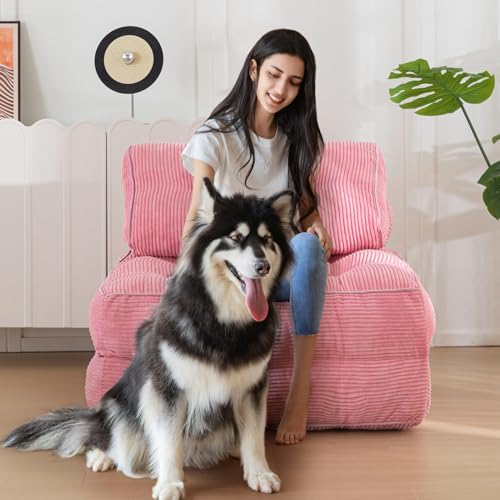 MAXYOYO Folding Sofa Bed, Convertible Sleeper Chair with Pillow, Pink R43426