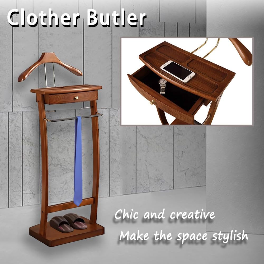 Solid Wood Suit Rack with Pants Bracket and Tie Holder L88096