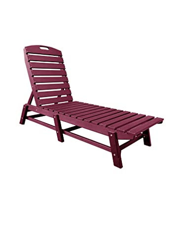 Outdoor Pool Chaise Lounge, Heavy-Duty Beach Lounger - Folding, HDPE, Recycled Poly Furniture - Reclining Lounge Chair for Patio, Deck, Beach, Cabana, or Poolside, Teal