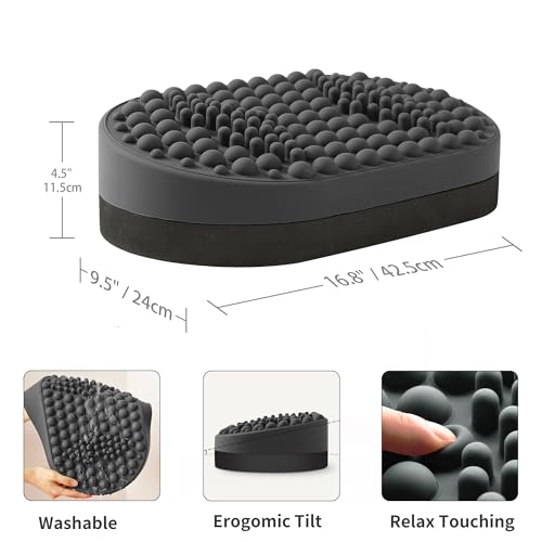 Foot Rest for Under Desk with Foot Massager, Soft Silicone, Gray V42503
