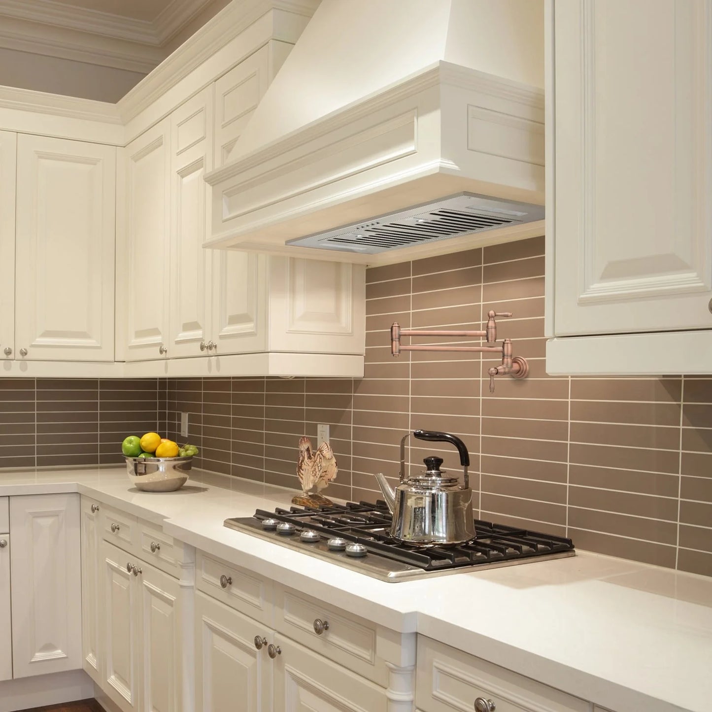 Akicon Range Hood Insert 30 inch, Ultra Quiet 600 CFM, Stainless Steel with LED Lights X24357