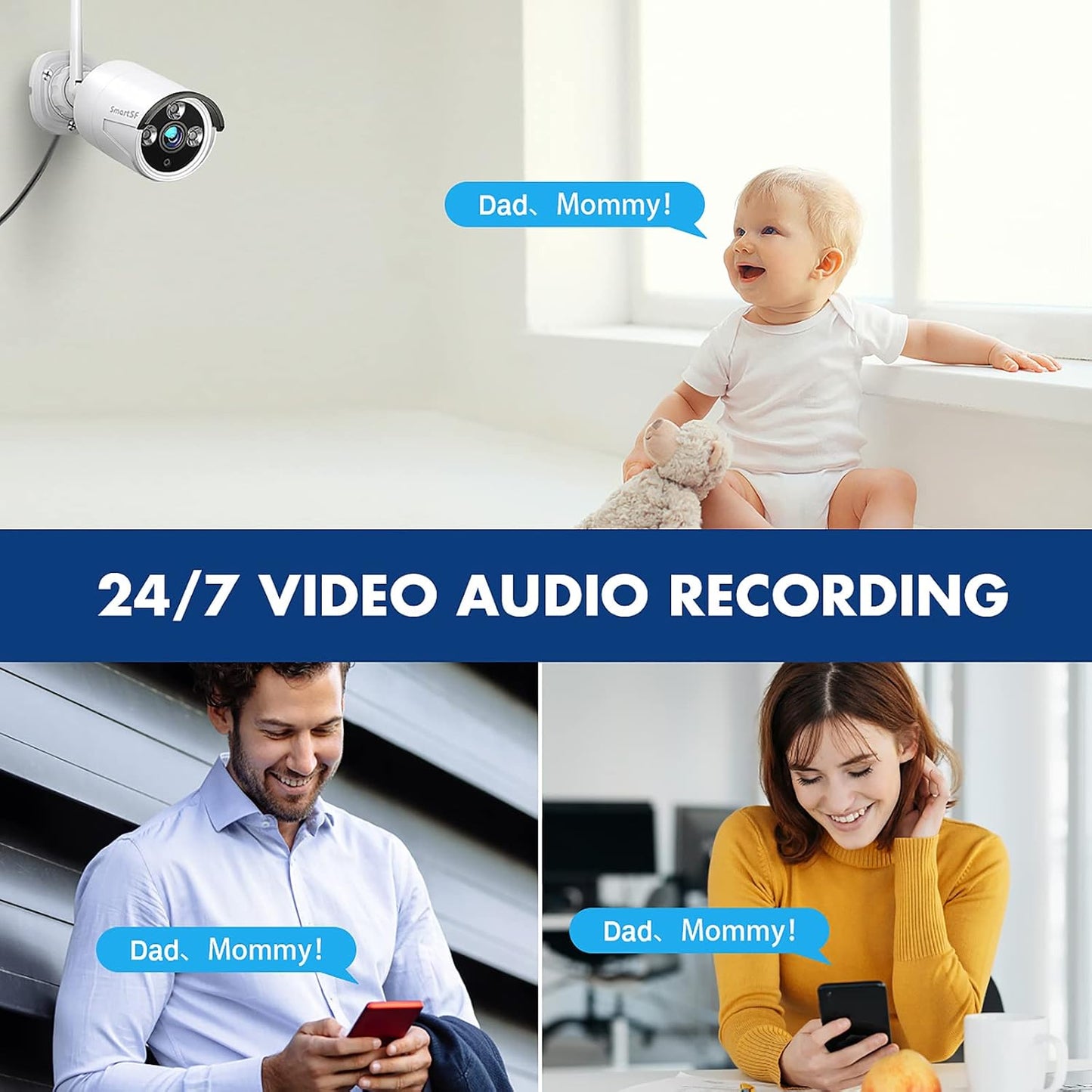 Wireless Security Camera System 1080P with 1TB Hard Drive, Indoor Outdoor D3247