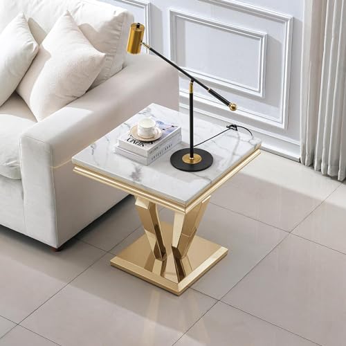 Gold Faux Marble Coffee Table Set of 4 with Console and End Tables Q776