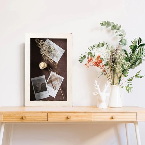 11x17 Extra Deep Shadow Box Frame with Linen Back - Rustic Memory Display Case (Black) W8281