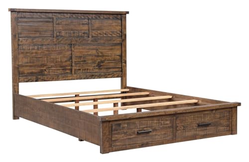 Solid Queen Bed Frame with 2 Storage Drawers and High Headboard Z2483