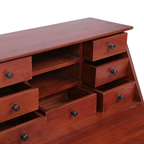 Secretary Desk Brown Solid Wood with Flip Top Storage Z3470