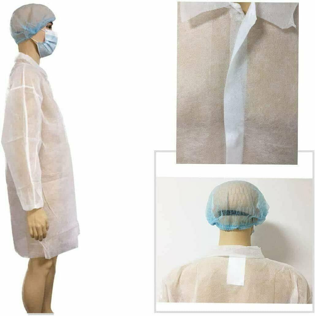 50 Pack White Disposable Polypropylene Lab Coats X-Large R760