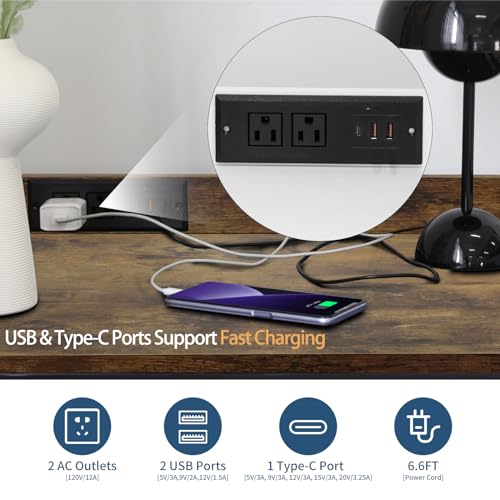 Printer Stand with Storage for Home Office, Black W355