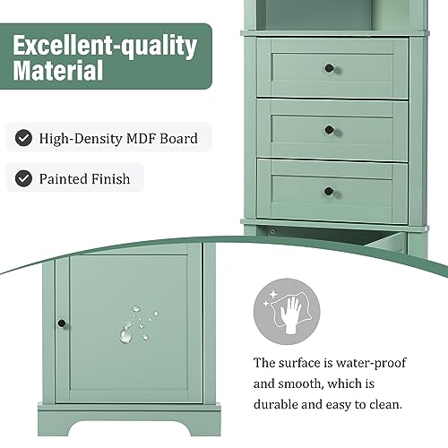 Green Triangle Tall Corner Cabinet with Drawers and Shelves P226887