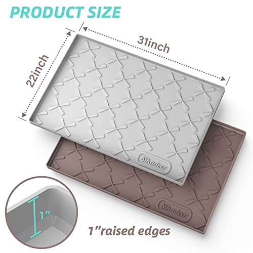 Under Sink Mat for Kitchen Waterproof, 25" x 22" Silicone Cabinet Liner with Raised Edge U5274