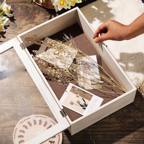 11x17 Extra Deep Shadow Box Frame with Linen Back - Rustic Memory Display Case (Black) W8281