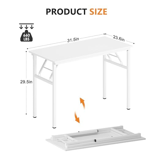 DlandHome Folding Desk Computer Desk 31.5x15.7inch White A1920