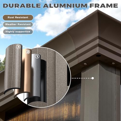 EROMMY 12' x 15' Sunroom Gazebo with Aluminum Frame and Polycarbonate Roof E71577