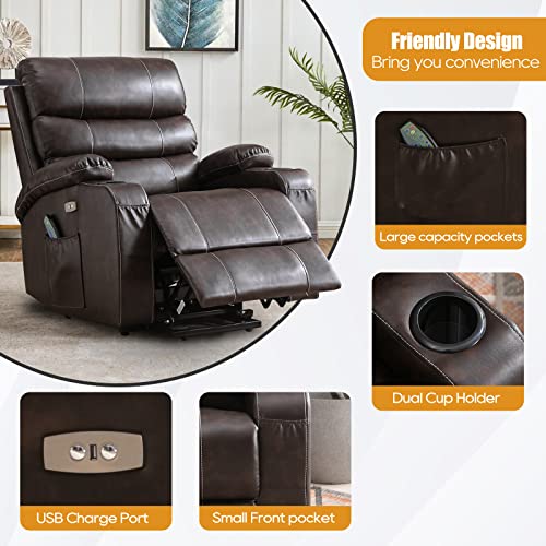 Power Lift Chair Recliner for Elderly with Massage and Heat, PU Leather A13614