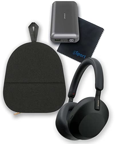 Sony WH-1000XM5 Wireless Noise Cancelling Over Ear Headphone Bundle with gSport Accessory Kit (Black)