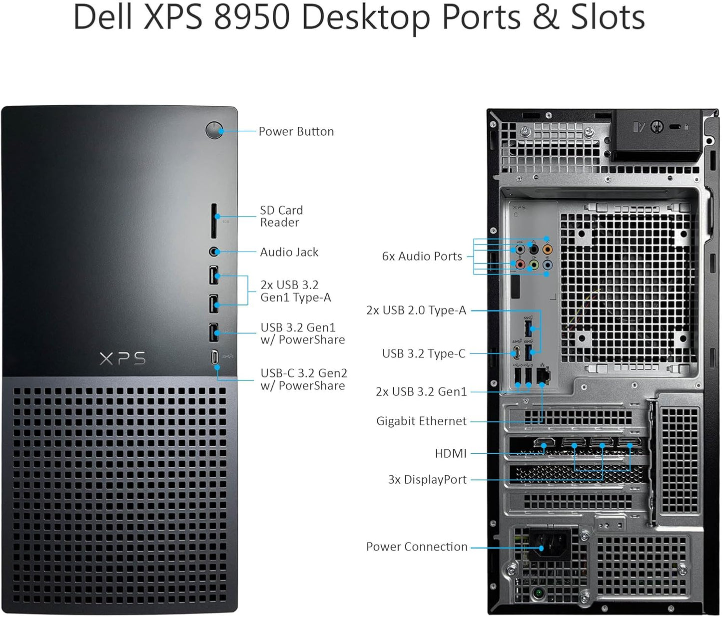 Dell XPS 8950 Desktop Computer, Intel Core i7-12700K, 32GB DDR5 RAM, 256GB SSD + 2TB HDD, Windows 11 Pro Z40370