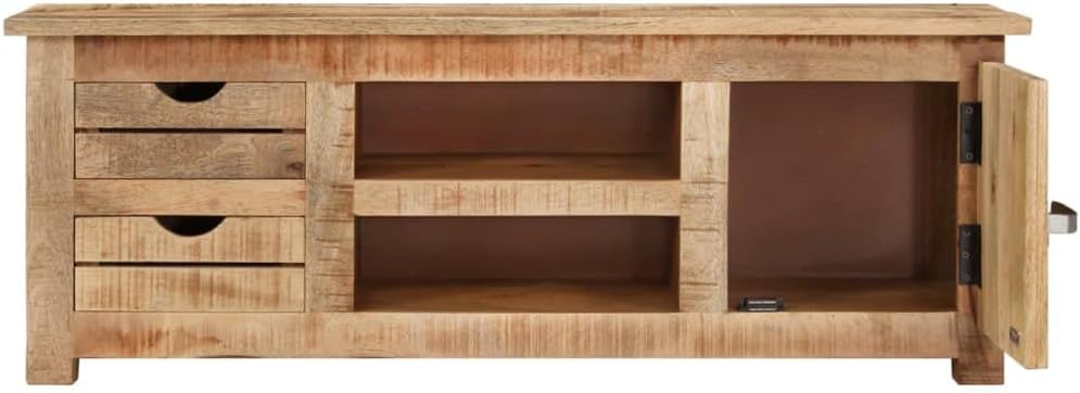 Country Farmhouse Entertainment Center TV Stand, Mango Wood F68253