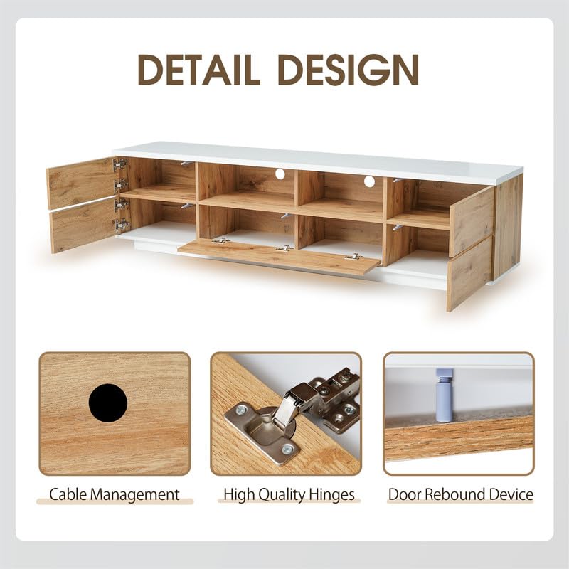 TV Stand for Living Room Entertainment Center with Storage, Natural M98184