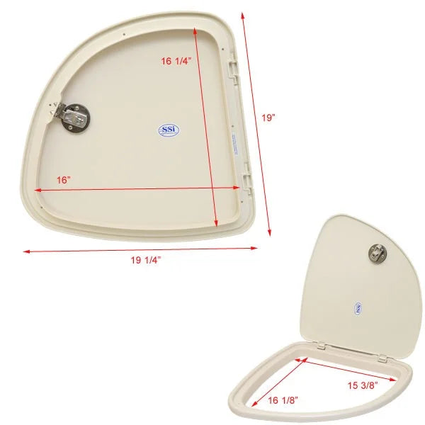 SSI Custom Plastics Boat Deck Hatch Angled Access 19 1/4 x 19 Inch E13549