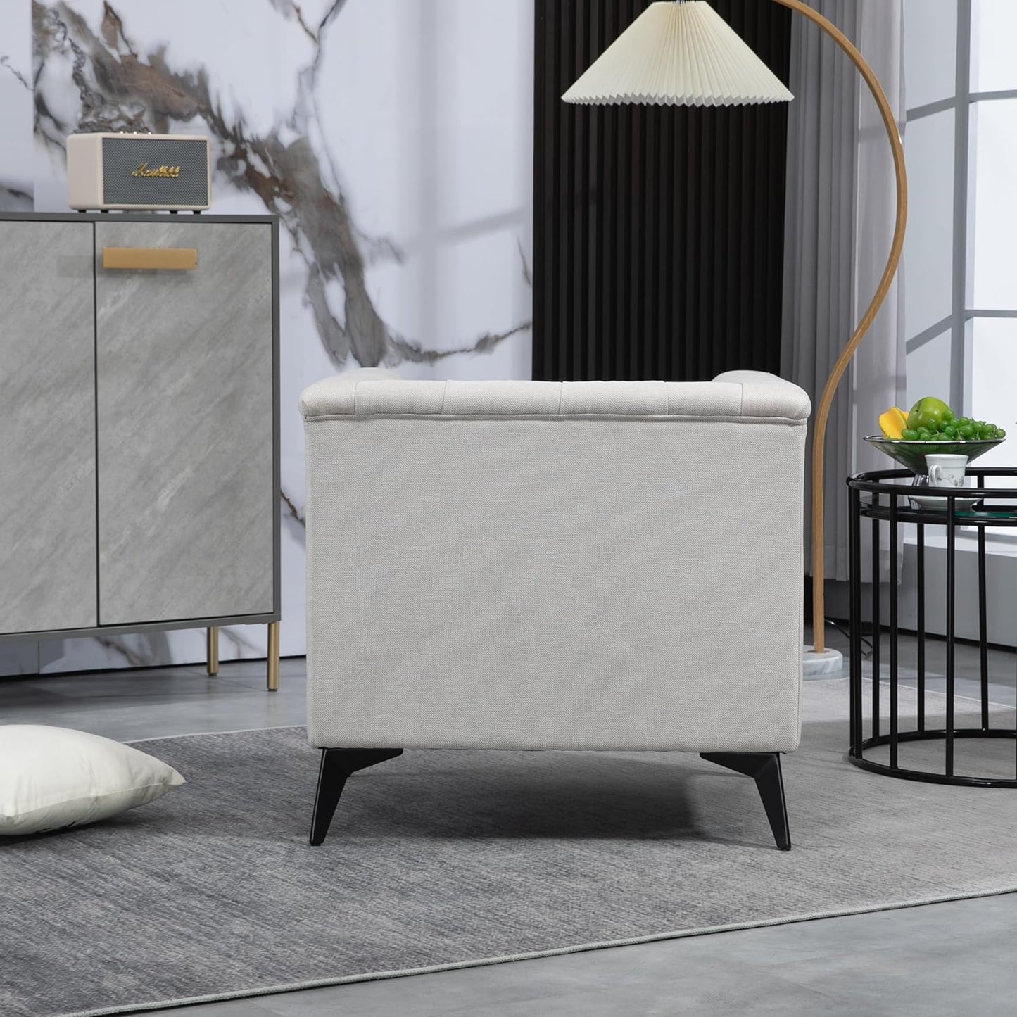 Accent Chair with Linen Fabric for Living Room Bedroom Office, Beige B94773