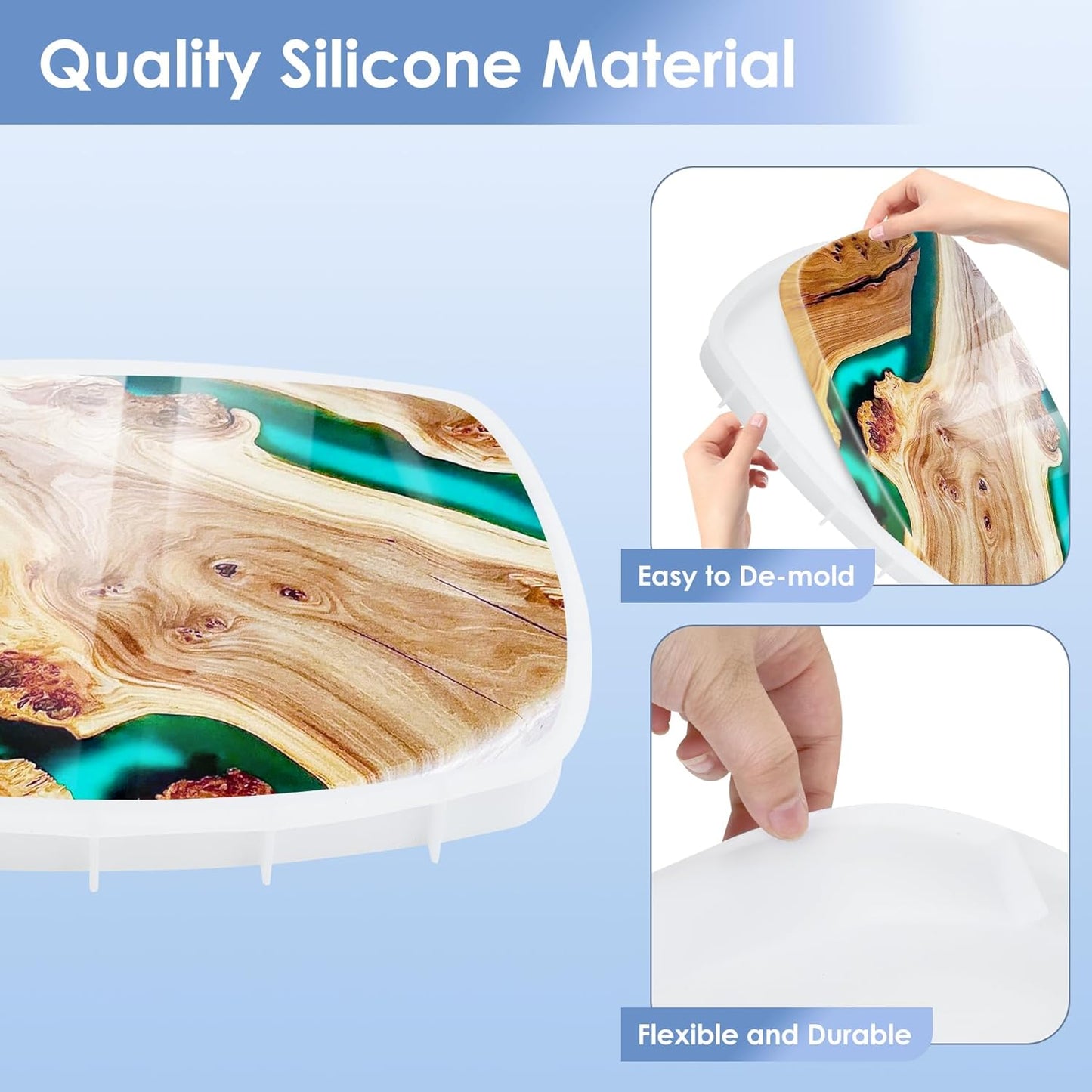 Extra Large Silicone Molds for Epoxy Resin Table, Oval DIY Art A104
