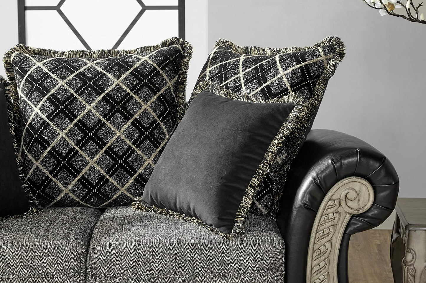 Roundhill Furniture San Marino Sofa, Ebony O7190