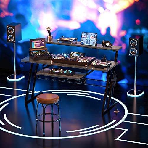 armocity 47'' Music Studio Desk with Power Outlet, Oak A720