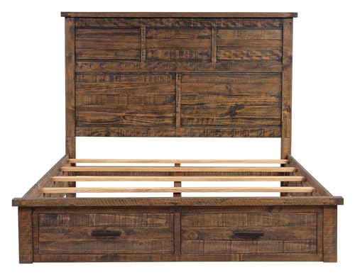 Solid Queen Bed Frame with 2 Storage Drawers and High Headboard Z2483