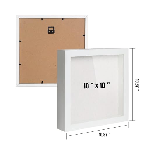 10"x10" Shadow Box Display Case with Linen Back, Wood & Glass, 2 Pack Black E4487