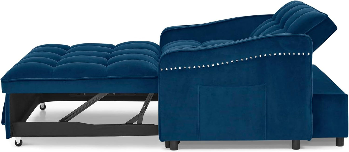 3 in 1 Convertible Sleeper Sofa Couch with Pull Out Bed, Small Futon Loveseat V25033