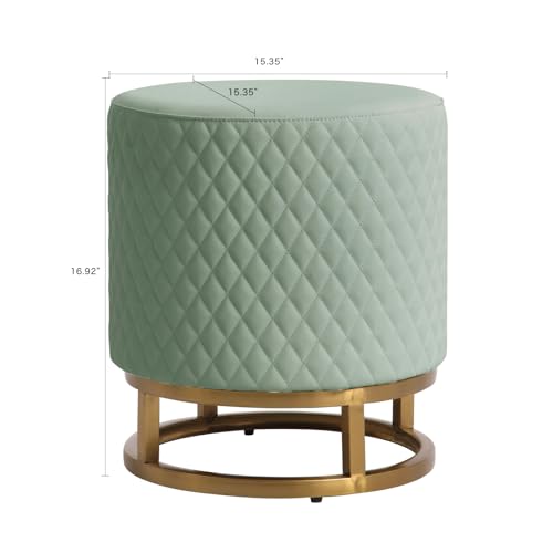 Faux Leather Vanity Stool Round Ottoman Foot Rest, White O103