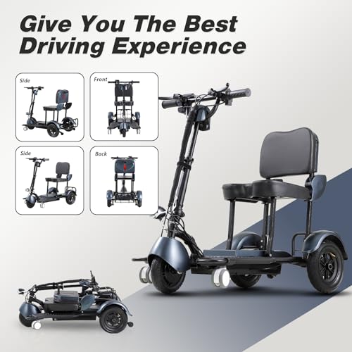 Folding 3-Wheel Mobility Scooter for Adults, 20 Miles Range, Blue Y5062