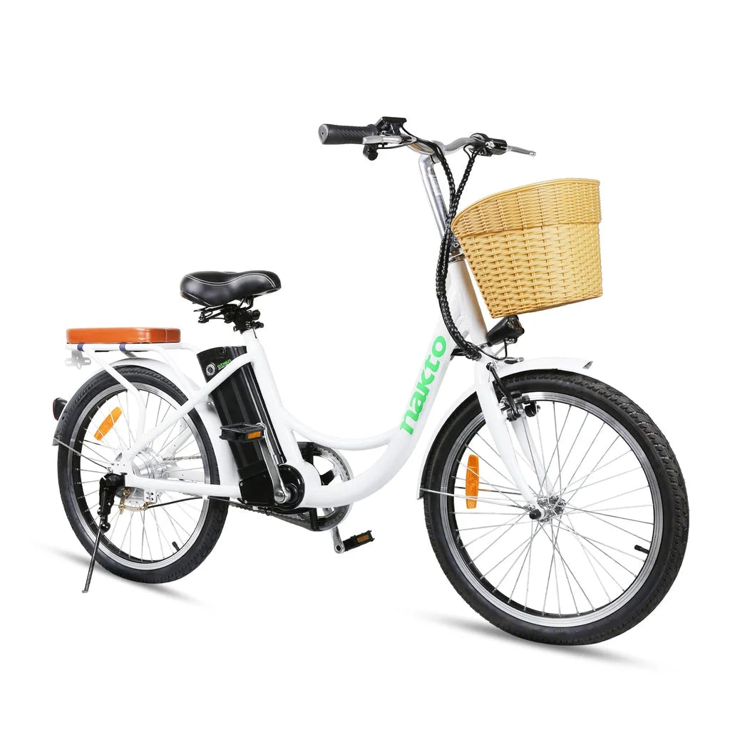 NAKTO City Electrical Bicycle for Women 22" Elegance Ebike for Adults, White D59492
