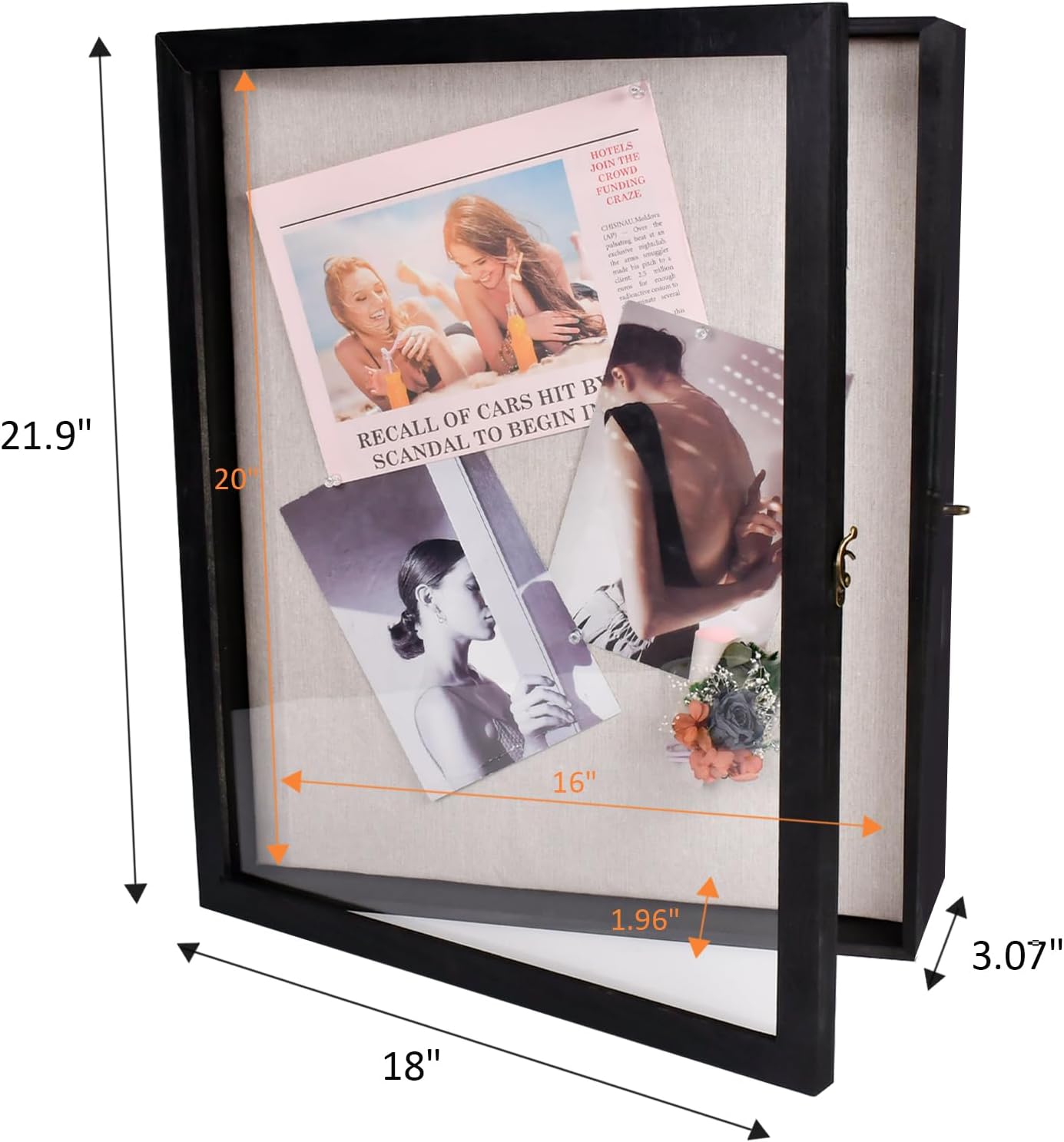 16x20'' Shadow Box Display Case with Door and Metal Lock, Black T184982