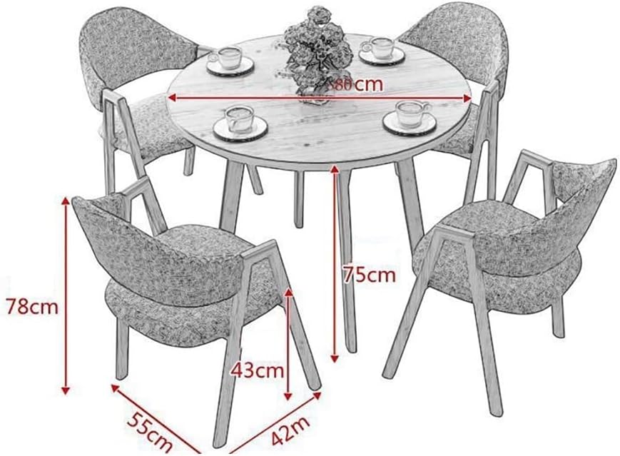 Round Dining Table Set for 4, Faux Marble with Upholstered Chairs V33699
