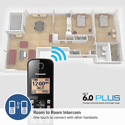 Panasonic Expandable Cordless Phone System with Amber Backlit Display – 2 Handsets Q8199