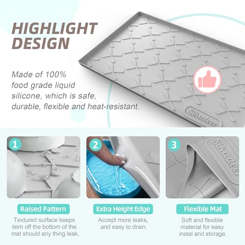 Under Sink Mat for Kitchen Waterproof, 25" x 22" Silicone Cabinet Liner with Raised Edge U5274