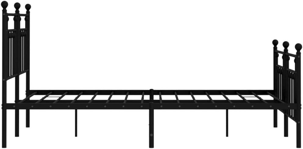 vidaXL Powder Coated Steel Bed Frame Double with Headboard and Storage W97952