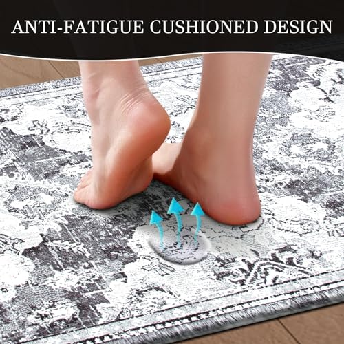 Anti Fatigue Kitchen Mats 2 Piece Set Cushioned Waterproof Non-Skid Blue Gray H53291