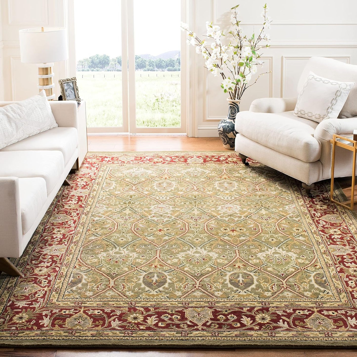 SAFAVIEH Persian Legend Collection Area Rug 9'6" x 13'6" Light Green & Beige Handmade Wool Q331498