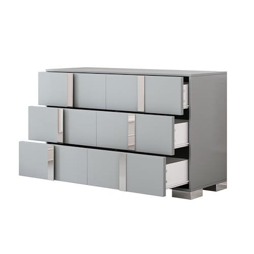 Queen Wood Upholstered Bed with LED Lights, 4-Piece Bedroom Set (Grey) A7583