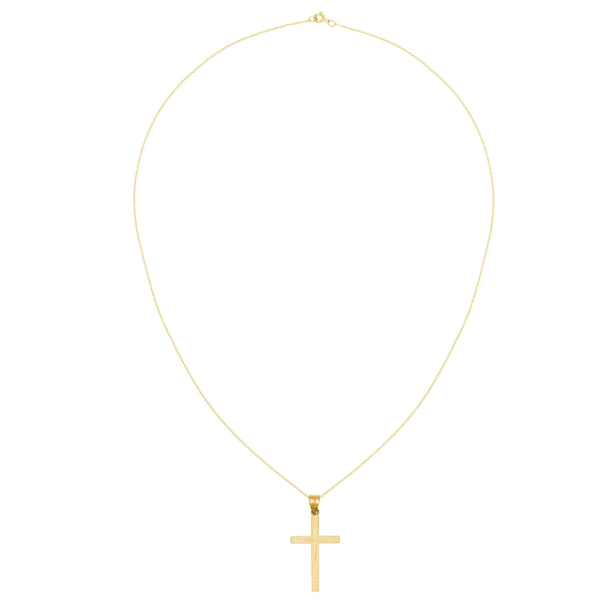 Primal Gold 14K Yellow Gold Diamond-Cut Latin Cross Pendant with 18-inch Chain E552258