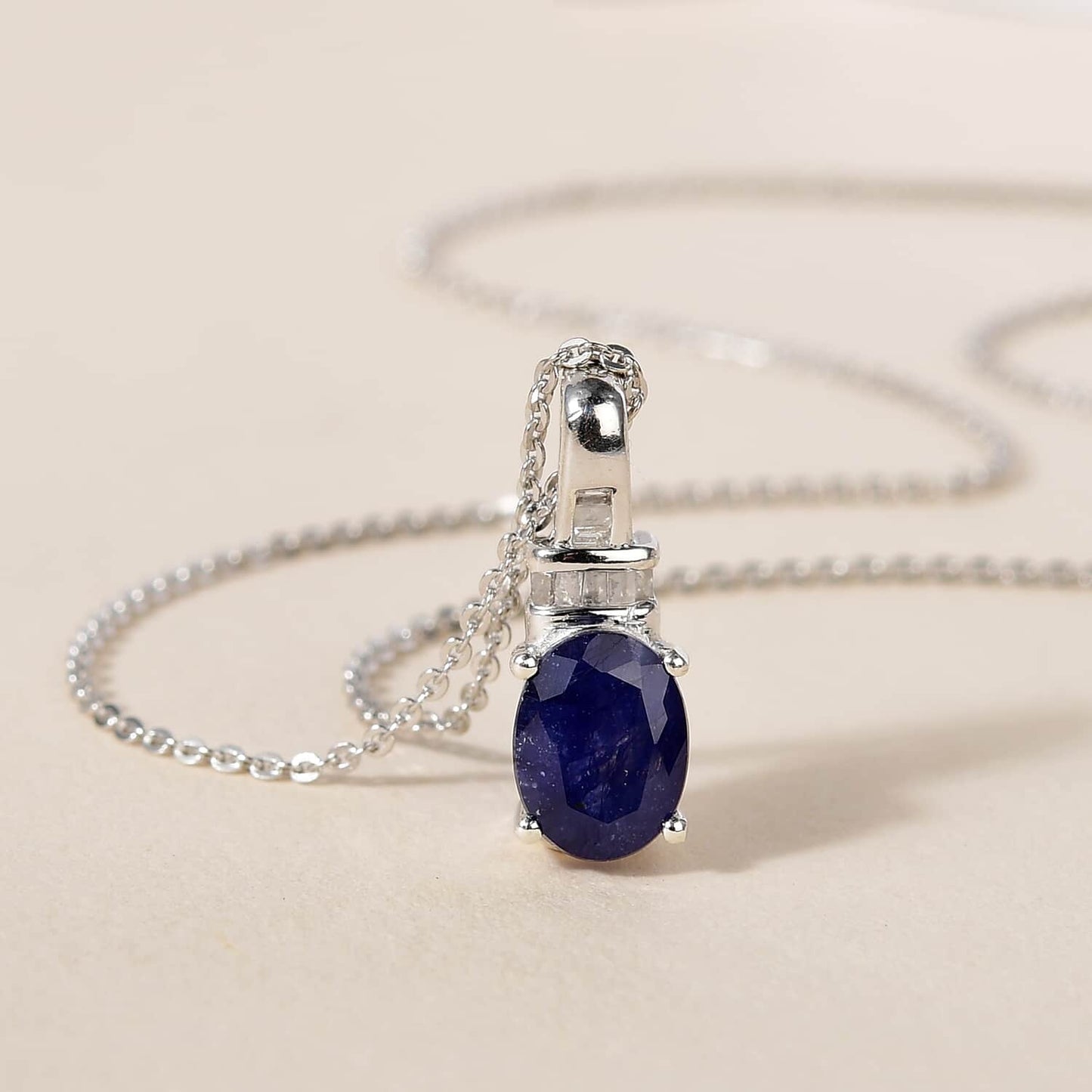 Shop LC 925 Sterling Silver Sapphire Pendant Necklace for Women D621256
