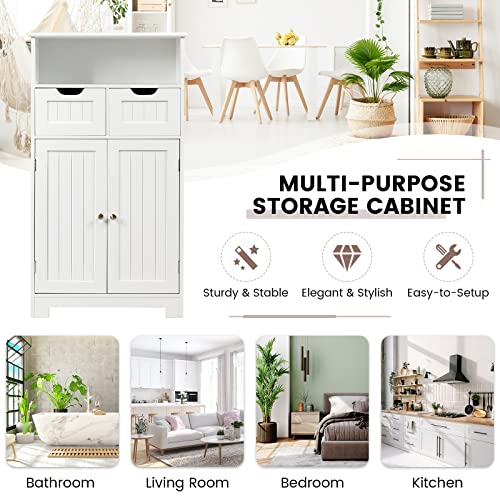 Bathroom Storage Cabinet with 2 Drawers and Adjustable Shelf, Black A9099