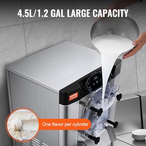 VEVOR Commercial Ice Cream Machine 1400W 20 Gph Hard Serve Maker with LED Display P923120