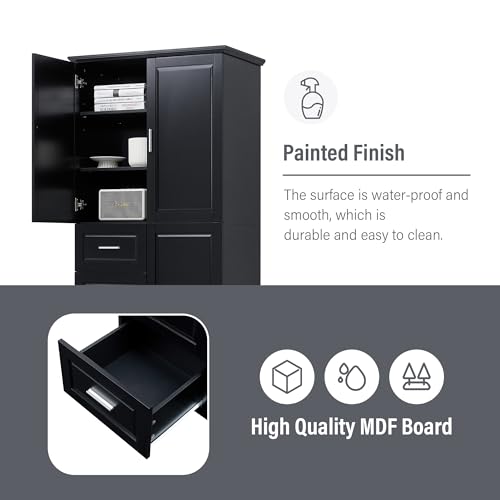 Polibi Tall Storage Cabinet with 3 Doors and Drawers, White Z239
