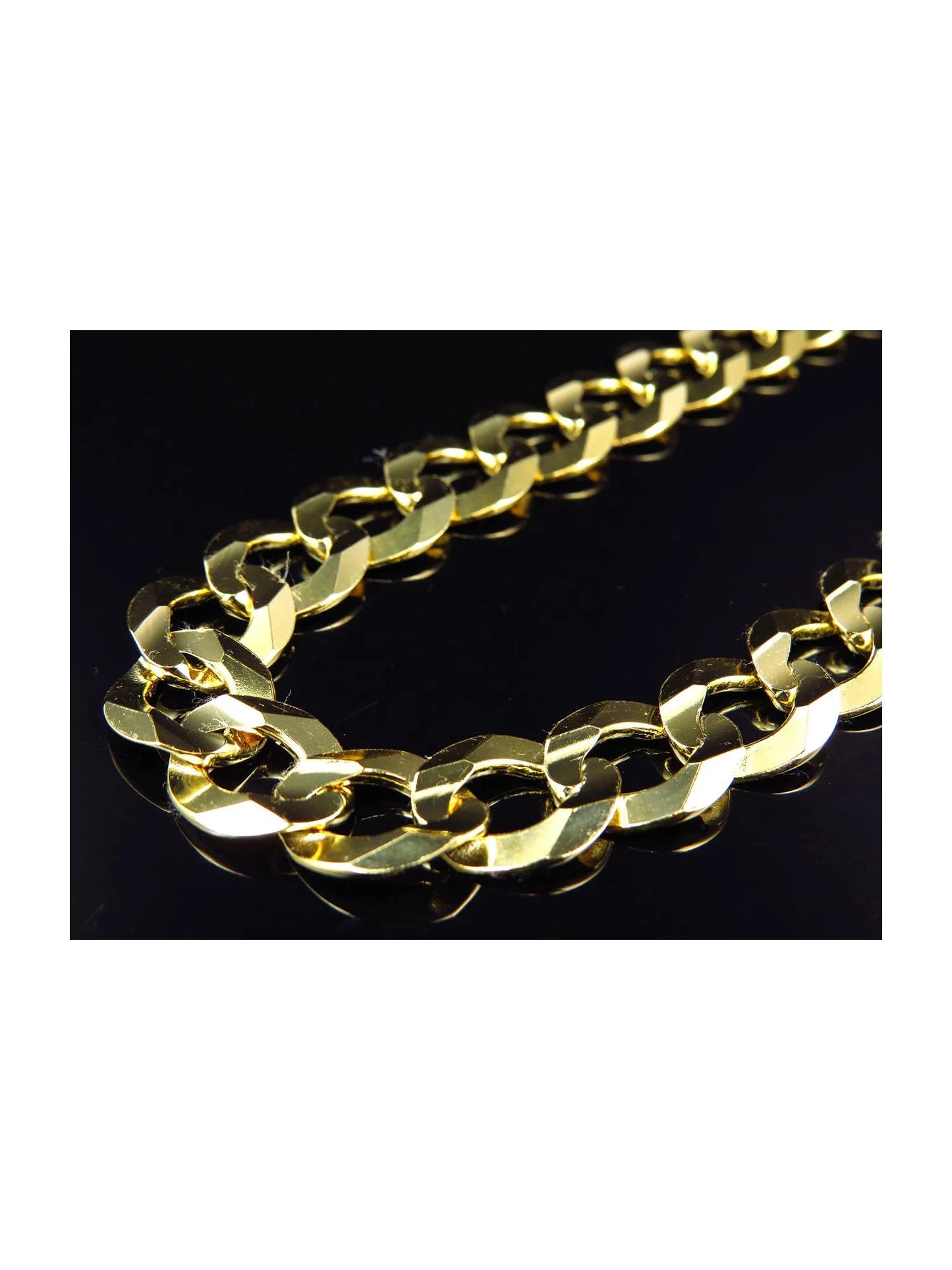 Real 10K Yellow Gold Chiseled Curb Cuban Link Style Chain Necklace 20-30" (13MM)