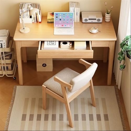 Computer Desk with Chair Set, Wood Writing Desk, Brown M22996