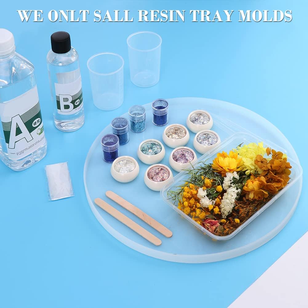 Resin Tray Molds, Silicone Round Rolling Tray Molds, 11.8 Inch for Epoxy Resin Y848